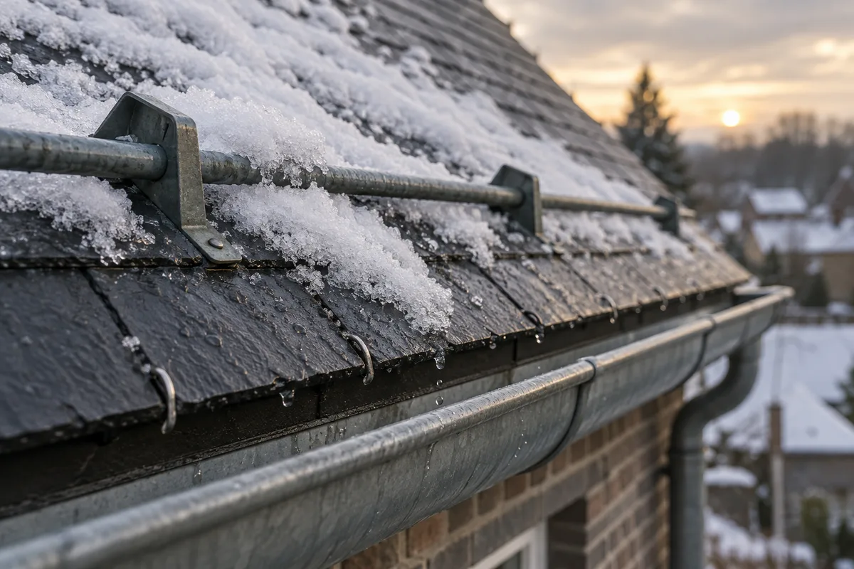 Arrêt de neige retenant le manteau neigeux d'un versant